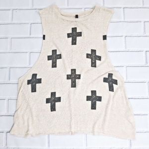 Full Tilt Cross Studded Cream Tank